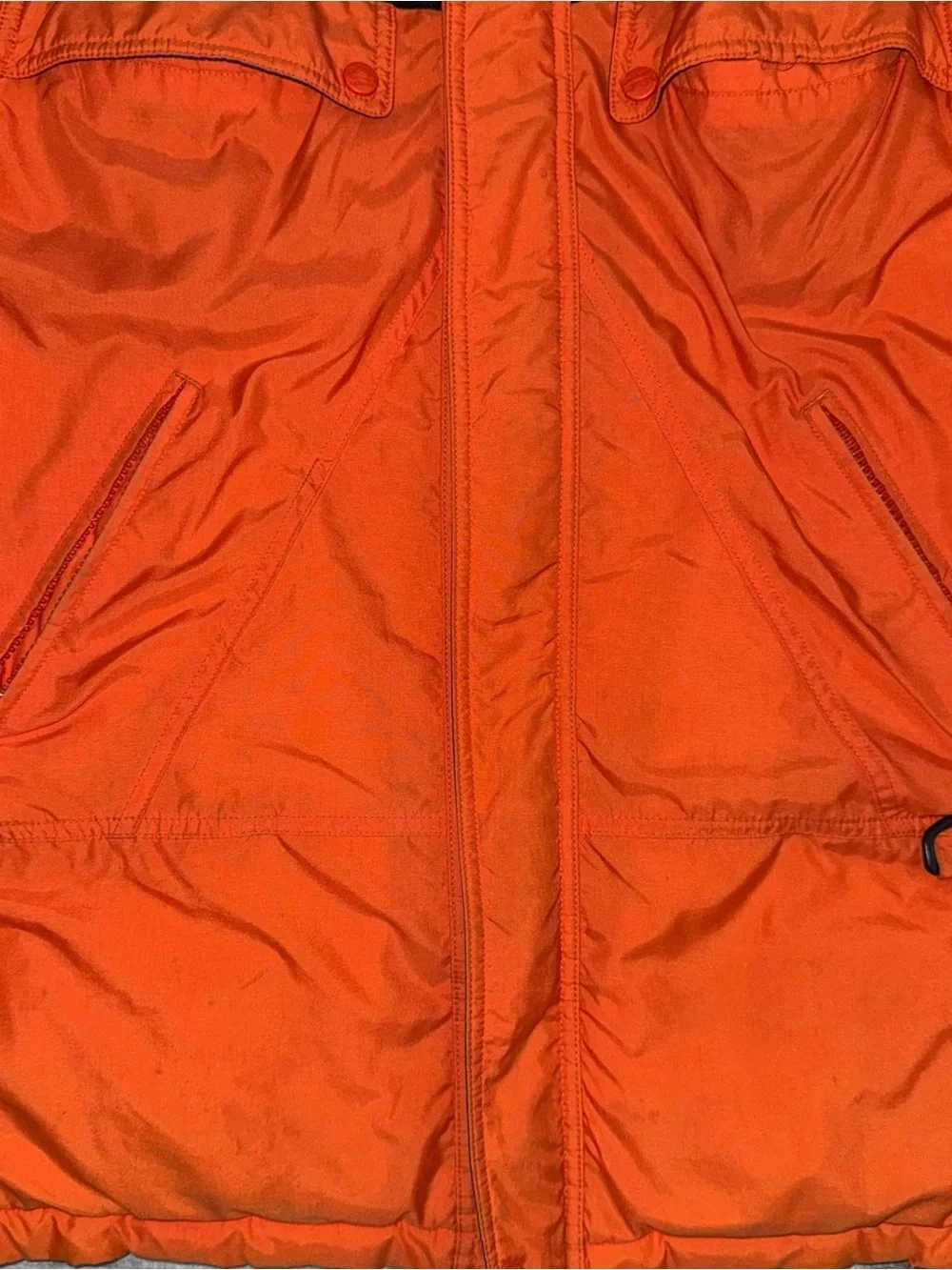 Rare Vintage L.L. Bean Kids Neon Orange , Black & Blue Ski Jacket With Hood